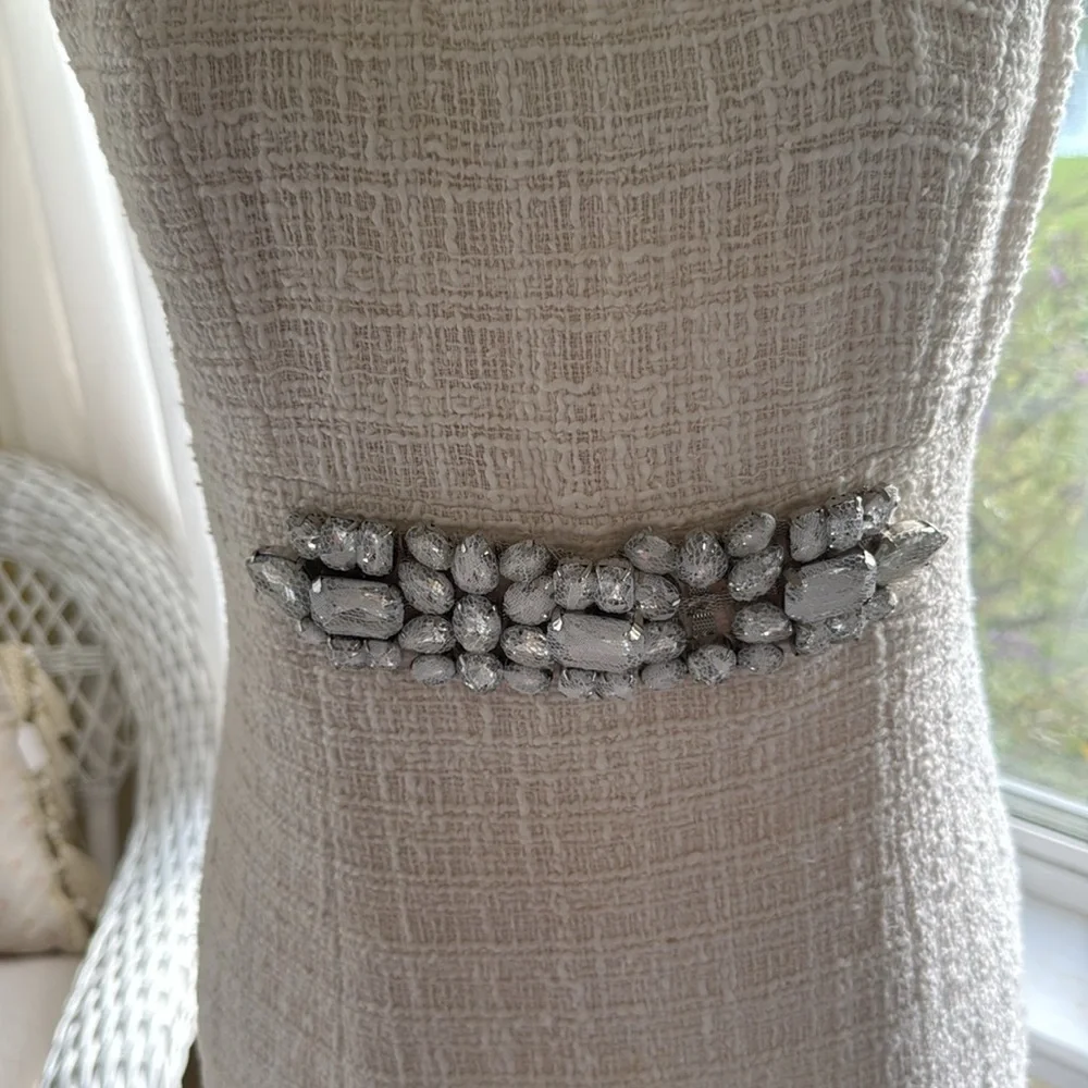 Boston Proper cream tweed boucle knit sheath dress classic - Picture 8 of 16